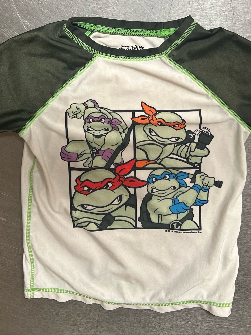 Old Navy Kids Teenage Mutant Ninja Turtles Rash Guard - White & Olive